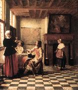 HOOCH, Pieter de A Woman Drinking with Two Men s china oil painting reproduction